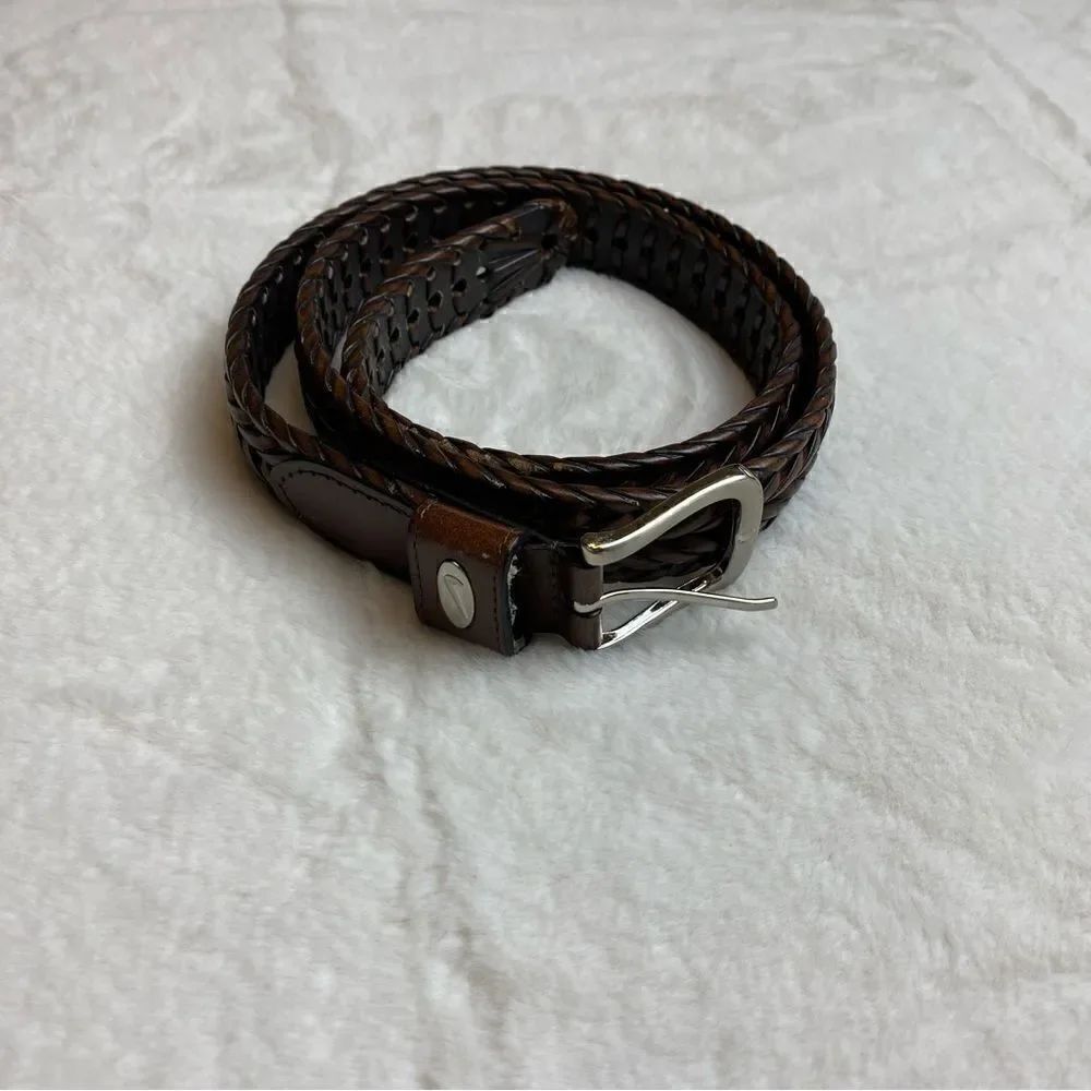 Nike Brown Bonded Leather Woven Style Belt Size 36